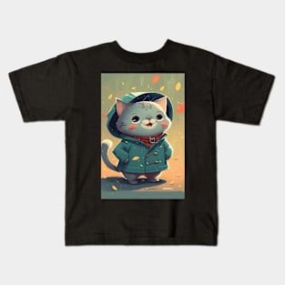 Super cute happy cat Anime style Kids T-Shirt